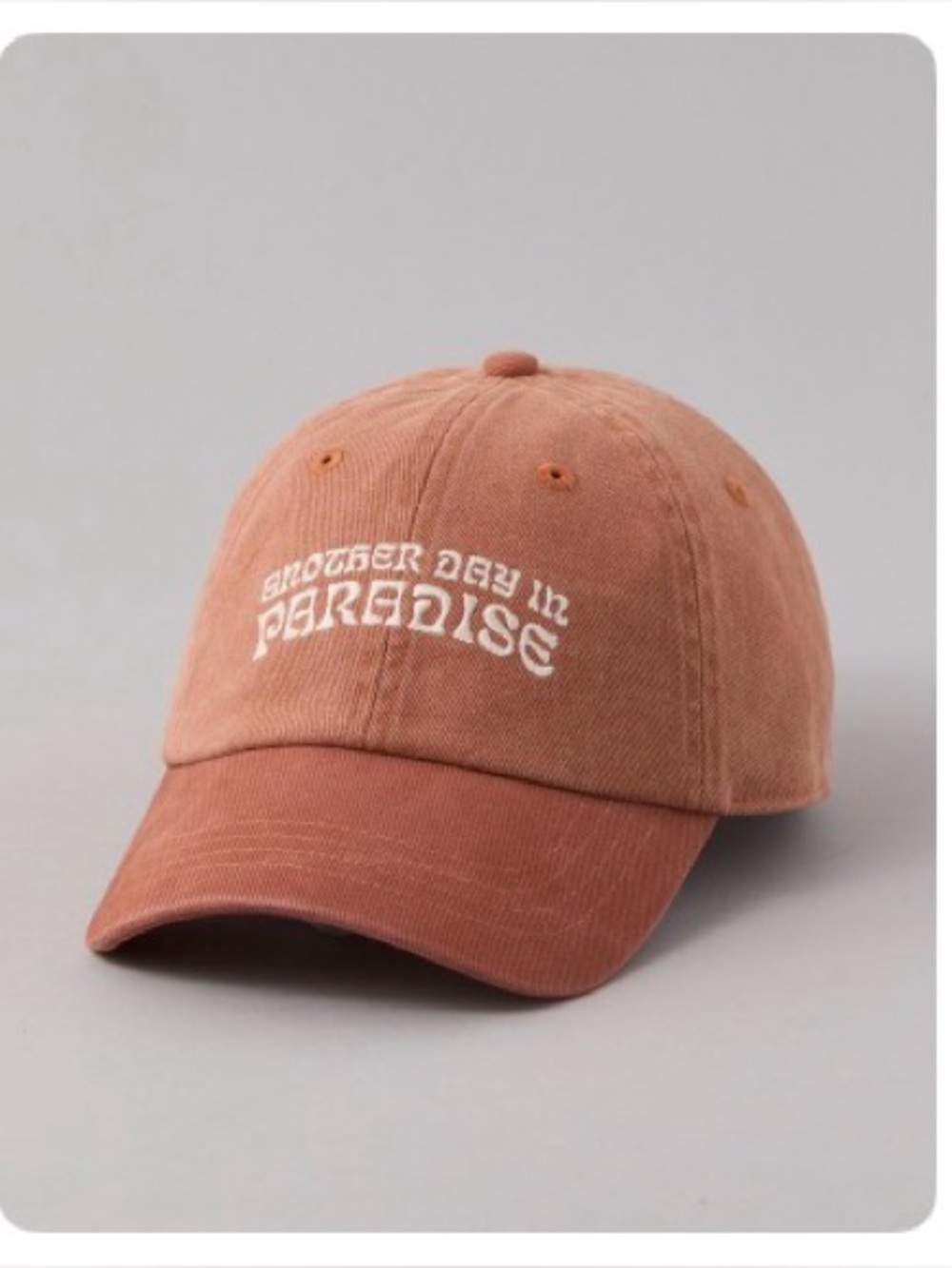 American Eagle ‘Another Day in Paradise’ Embroidered Cotton Baseball Cap - Rust
